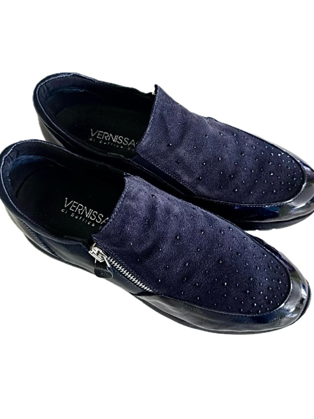 Women Navy Slip-On Zip Casual Shoes (Italy)